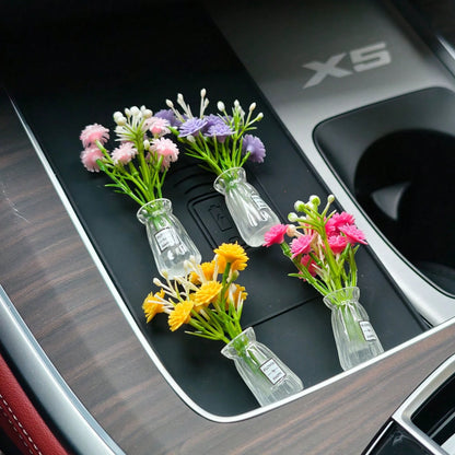 2pcs/1pc Mini Vase Car Air Vent Clip, Artificial Carnation Fragrance Diffuser, Cute Car Interior Decoration And Car Aromatherapy