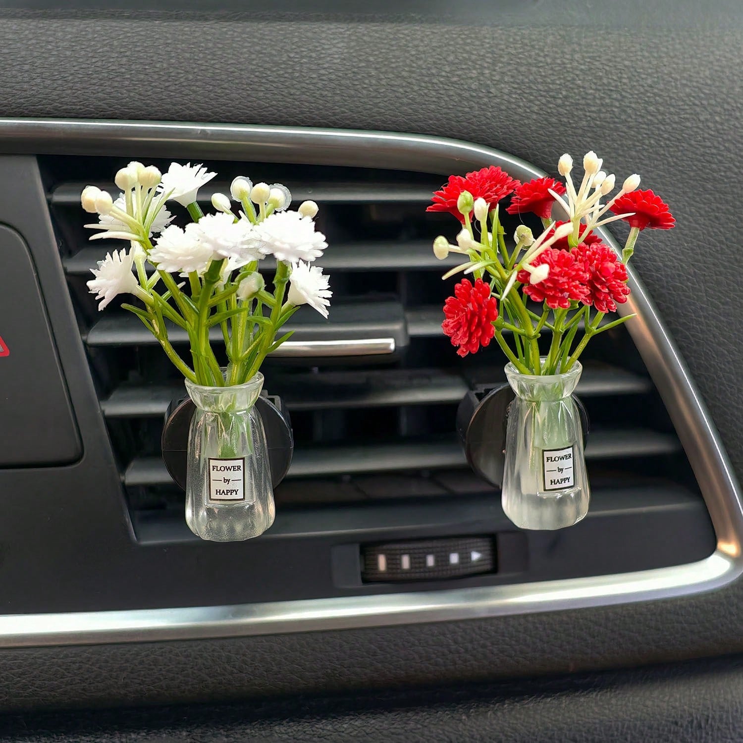 2pcs/1pc Mini Vase Car Air Vent Clip, Artificial Carnation Fragrance Diffuser, Cute Car Interior Decoration And Car Aromatherapy