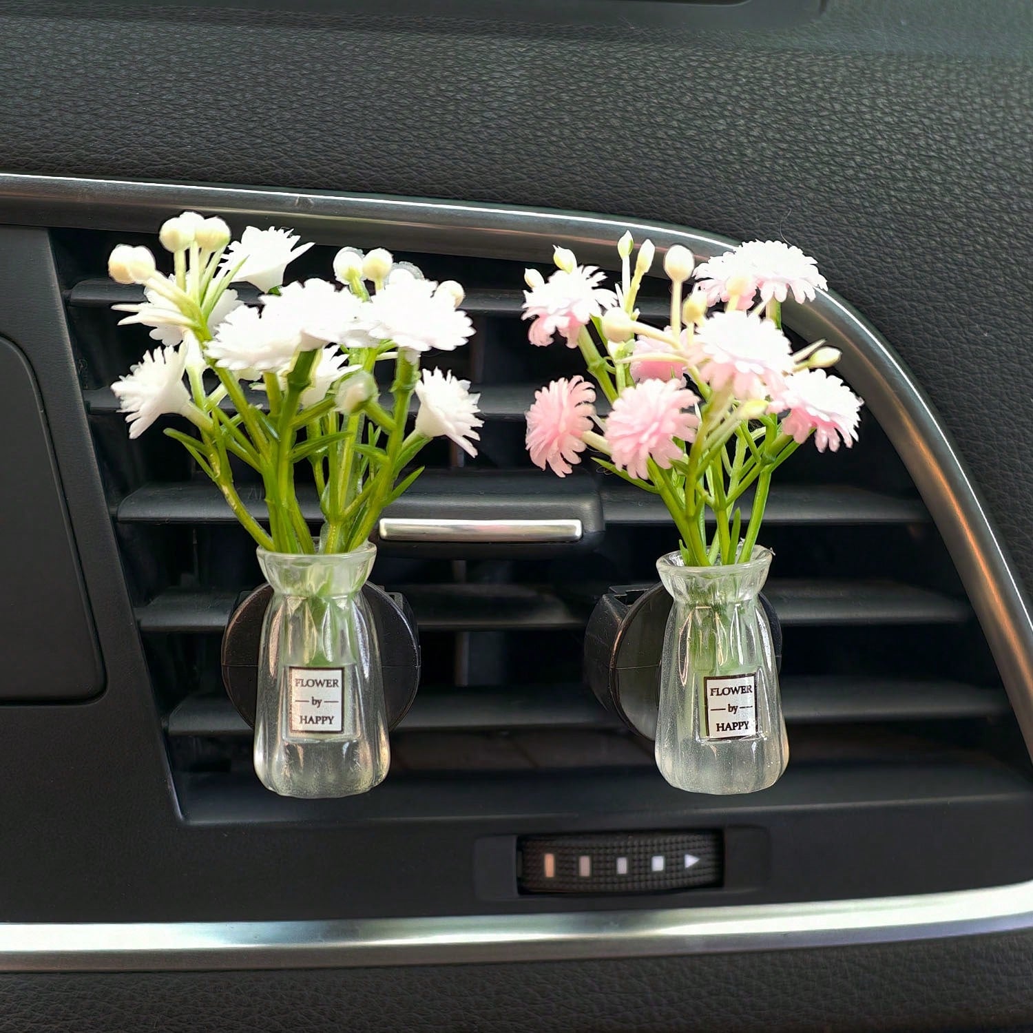 2pcs/1pc Mini Vase Car Air Vent Clip, Artificial Carnation Fragrance Diffuser, Cute Car Interior Decoration And Car Aromatherapy