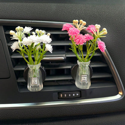 2pcs/1pc Mini Vase Car Air Vent Clip, Artificial Carnation Fragrance Diffuser, Cute Car Interior Decoration And Car Aromatherapy