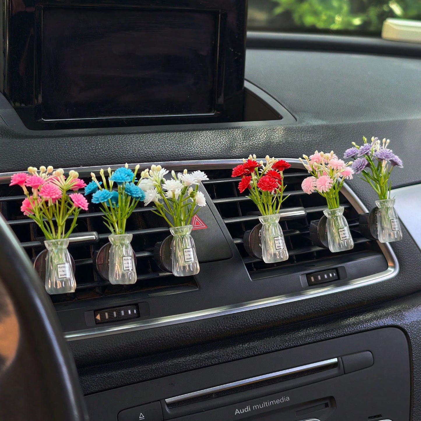 2pcs/1pc Mini Vase Car Air Vent Clip, Artificial Carnation Fragrance Diffuser, Cute Car Interior Decoration And Car Aromatherapy