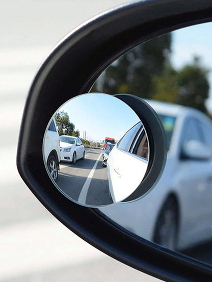 2pcs 360° Rotating Frameless Car Rearview Blind Spot Mirrors, Silver