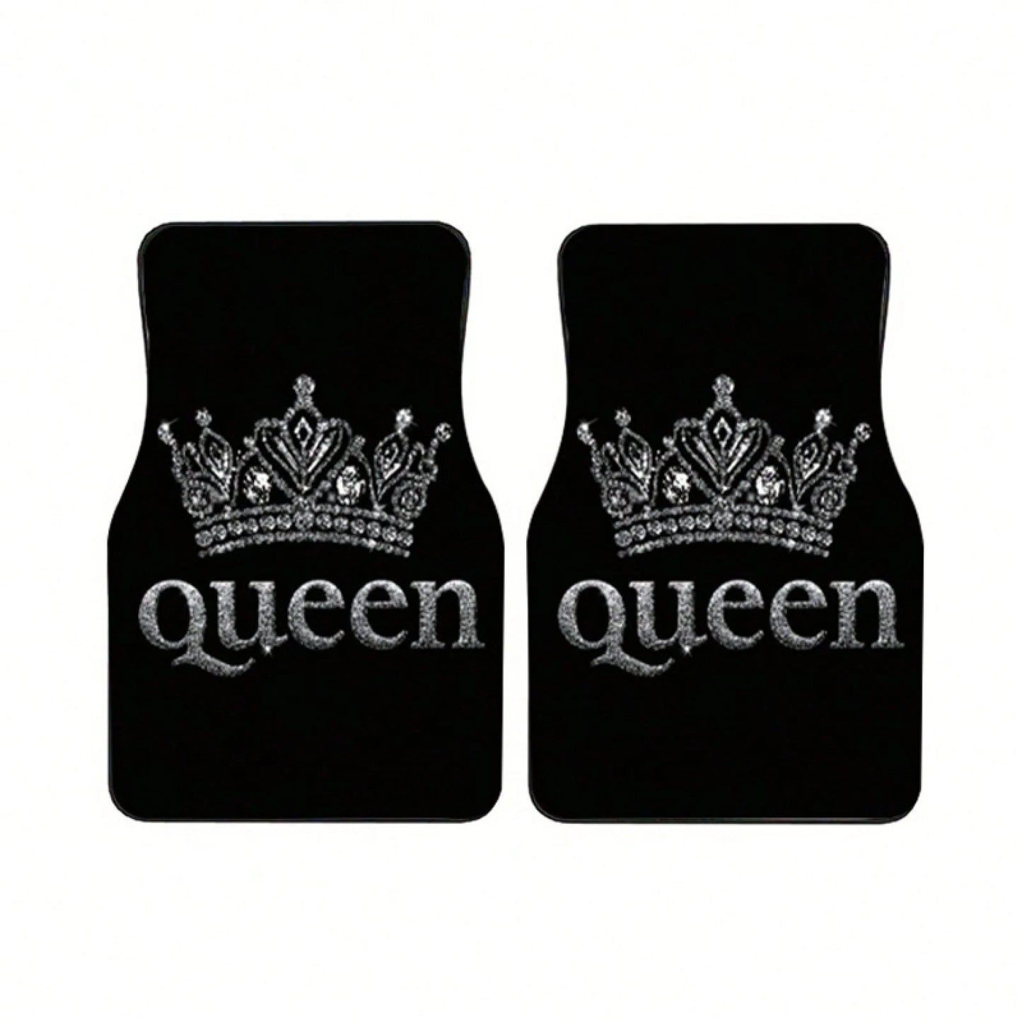 2PCS/4PCS Queen Crown Print Cool Fashion Simple Car Floor Mats, Non-Slip And Stable Without Displacement, Durable And Resistant To Wear, Suitable For All Seasons, Practical Car Interior Decoration Acc