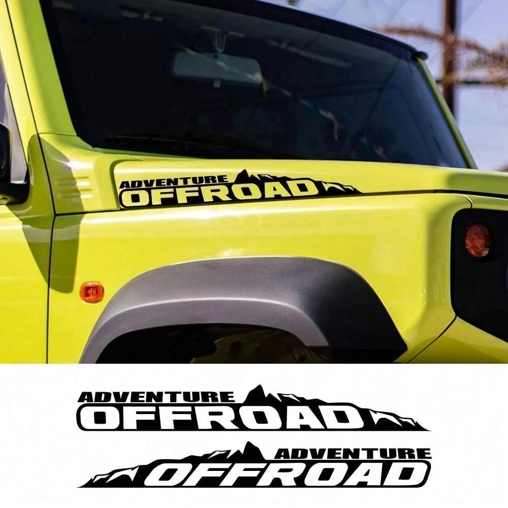 2PCS Adventure Off Road Slogan Car Stickers Off Road Hood Vinyl Decals Car Decor Accessories For Renegade