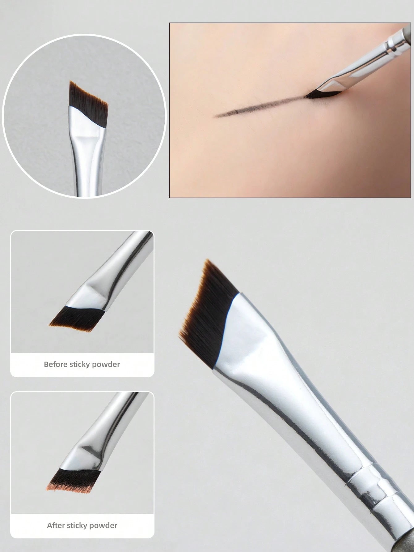 2pcs Angled Brush Eyebrow Brush Eyeliner Gel Makeup Brush, Eye Socket Brush For Eyebrows And Eyes,Foundation Brush,Concealer Brush,Blush Brush,Contour Brush,Blush Brush,Bronzer Brush,Powder Brush,Foun