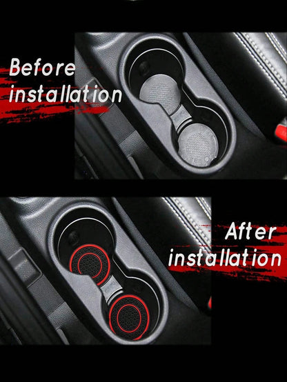 2pcs Anti-Slip Anti-Dust Mat Universal Silicone Car Cup Holder Coaster, Fit Most Vehicles