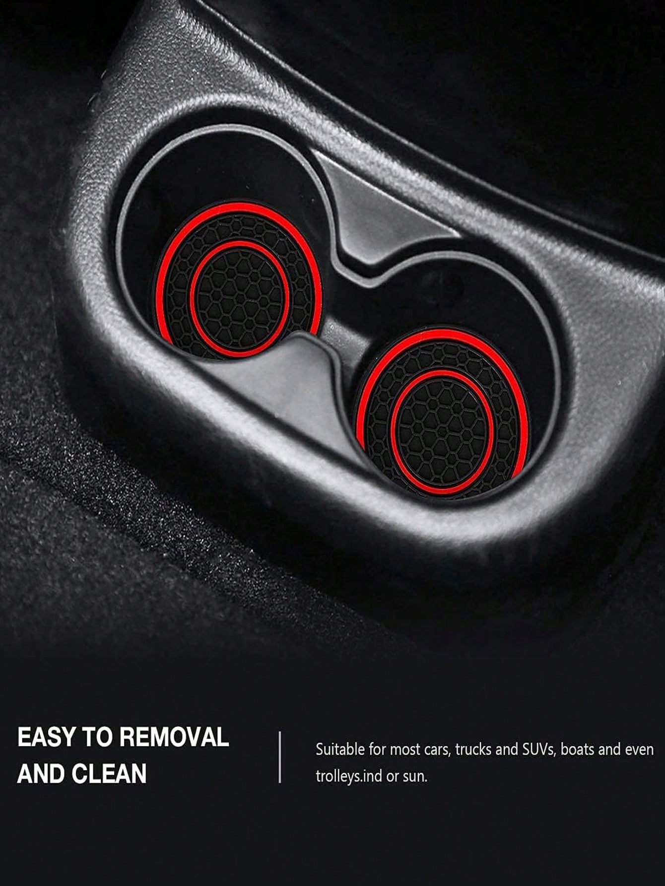 2pcs Anti-Slip Anti-Dust Mat Universal Silicone Car Cup Holder Coaster, Fit Most Vehicles