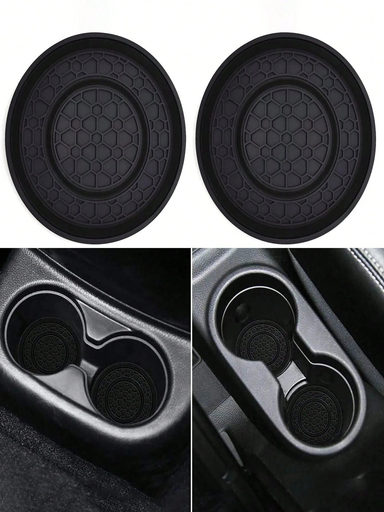 2pcs Anti-Slip Anti-Dust Mat Universal Silicone Car Cup Holder Coaster, Fit Most Vehicles