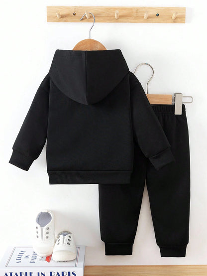 2pcs Baby Girl Casual Fashion Letter Print Fleece Hoodie Sweatshirt And Pants Set, Autumn/Winter;2pcs Colorful""Princess""Letter Graphic Cute Fall