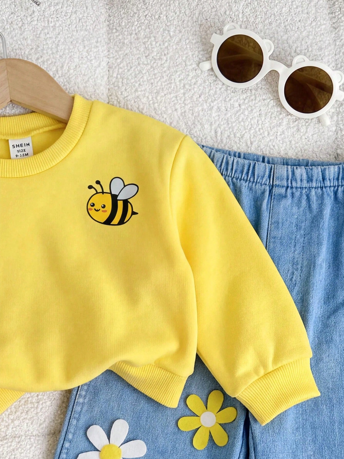 2pcs Baby Girl Floral Pattern Knit Soft Crew Neck Long Sleeve Sweatshirt And Long Autumn Pants Set