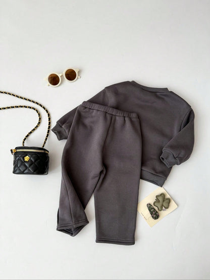 2pcs Baby Girl Floral Pattern Knit Soft Crew Neck Long Sleeve Sweatshirt And Long Autumn Pants Set