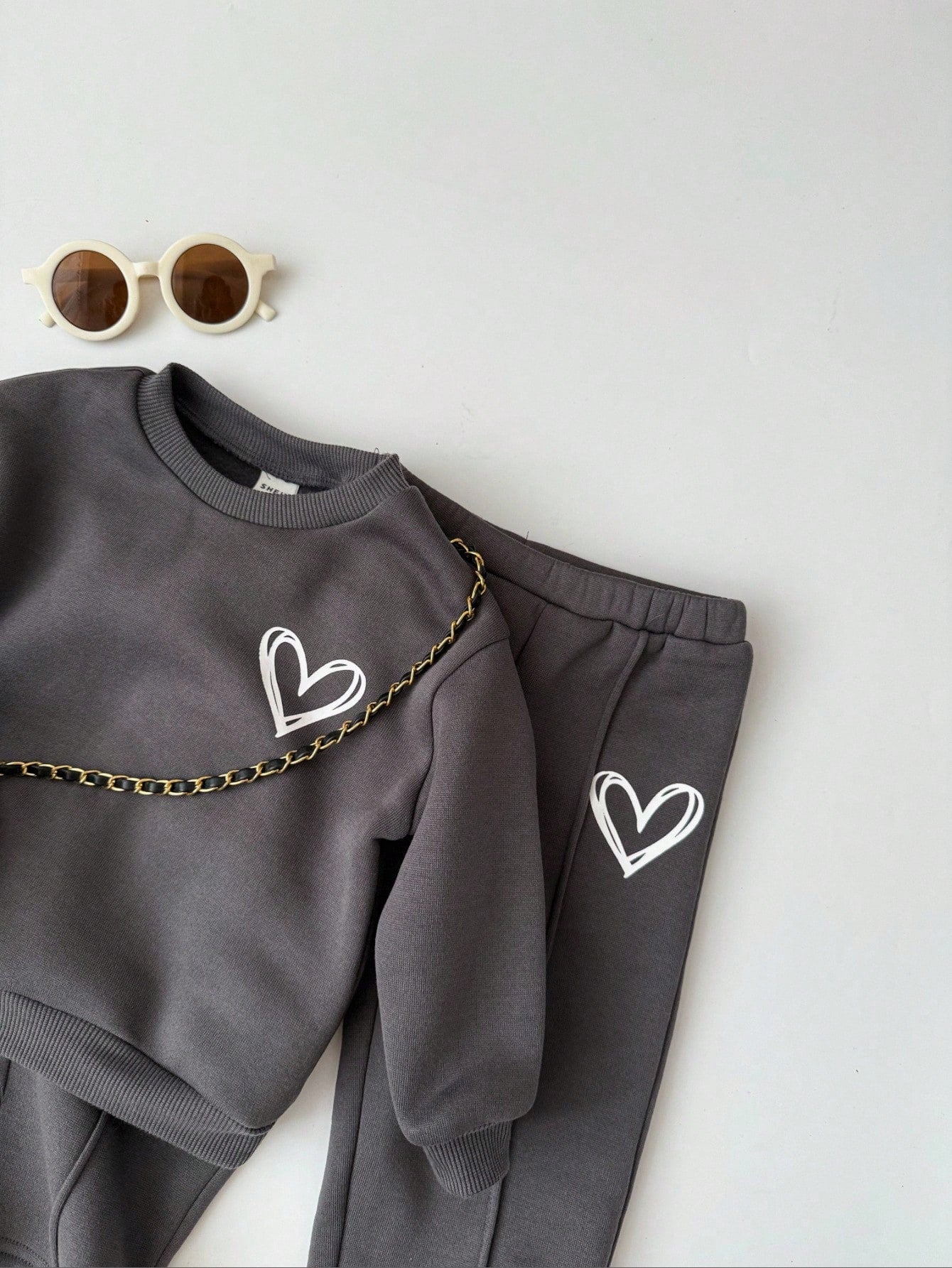 2pcs Baby Girl Floral Pattern Knit Soft Crew Neck Long Sleeve Sweatshirt And Long Autumn Pants Set