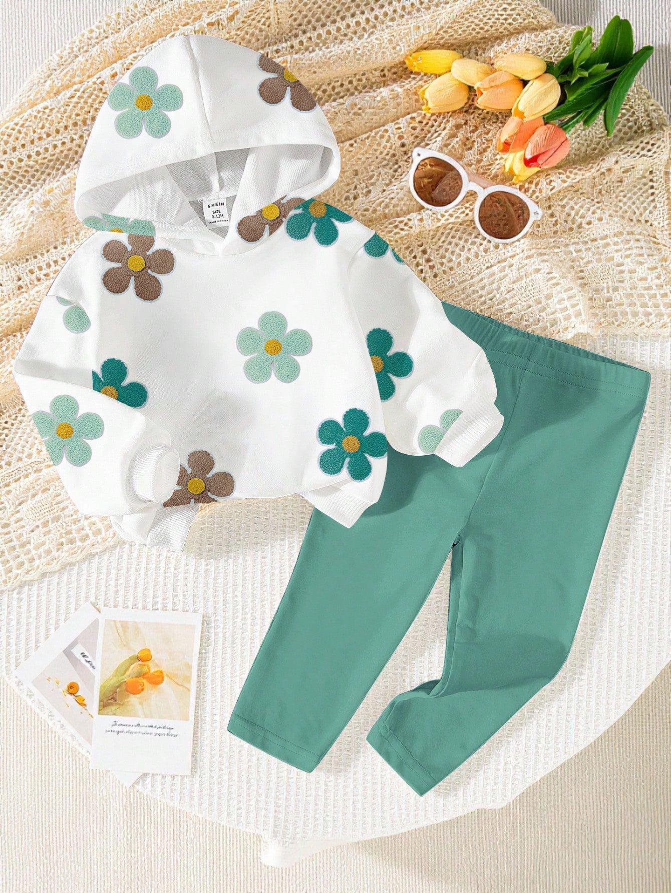 2pcs Baby Girls Casual Cute Allover Floral Print Hoodie Sweatshirt And Leggings Set, Adorable & Sweet For Daily And Outdoor Wear, Autumn/Winter