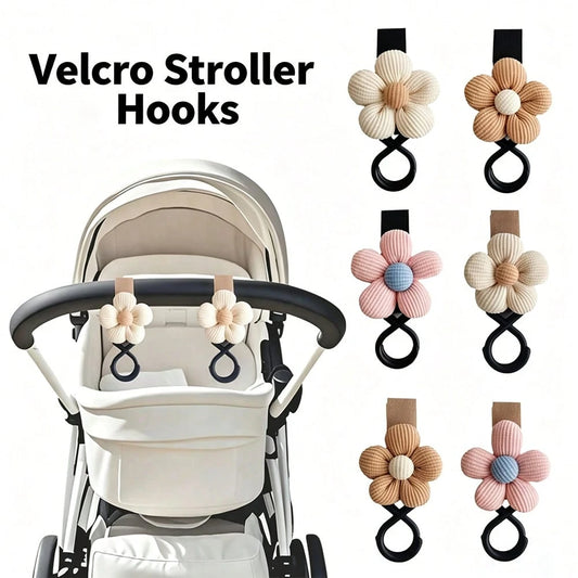 2pcs Baby Stroller Flower Hook, Magic Tape Hook, Bag Storage Hook, Baby Stroller Hook Accessory Suitable For Daily And Outing Use