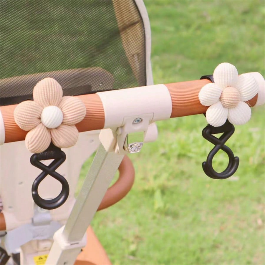 2pcs Baby Stroller Flower Hook, Magic Tape Hook, Bag Storage Hook, Baby Stroller Hook Accessory Suitable For Daily And Outing Use