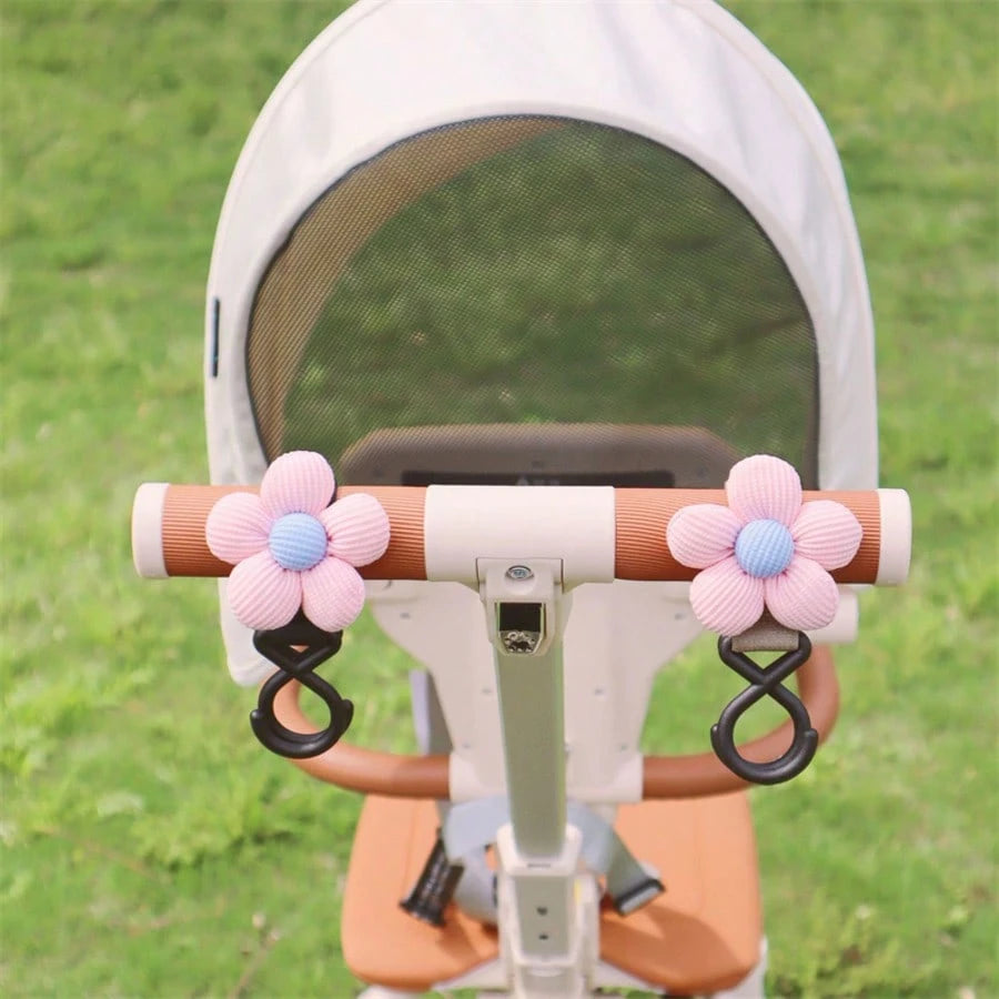 2pcs Baby Stroller Flower Hook, Magic Tape Hook, Bag Storage Hook, Baby Stroller Hook Accessory Suitable For Daily And Outing Use