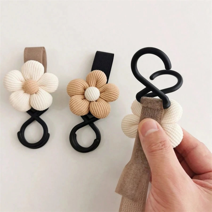 2pcs Baby Stroller Flower Hook, Magic Tape Hook, Bag Storage Hook, Baby Stroller Hook Accessory Suitable For Daily And Outing Use