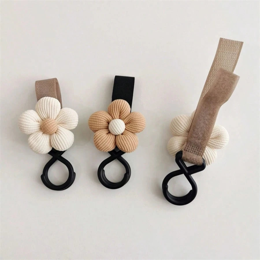 2pcs Baby Stroller Flower Hook, Magic Tape Hook, Bag Storage Hook, Baby Stroller Hook Accessory Suitable For Daily And Outing Use