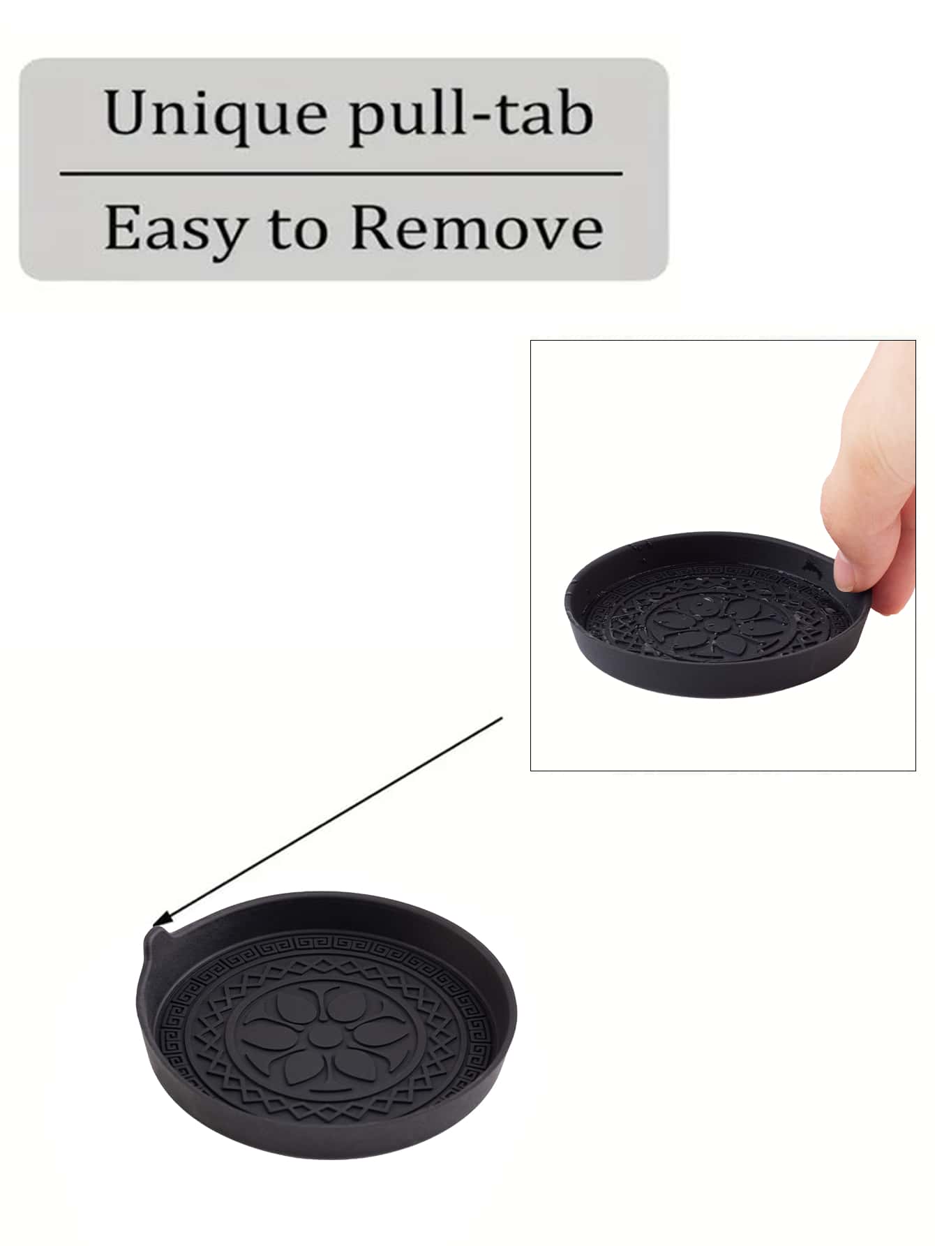 2pcs Black Circular Textured Silicone Cup Holders, Universal Anti-Slip Anti-Spill Anti-Dust Car Interior Accessories Suitable For Toyota And Vehicles