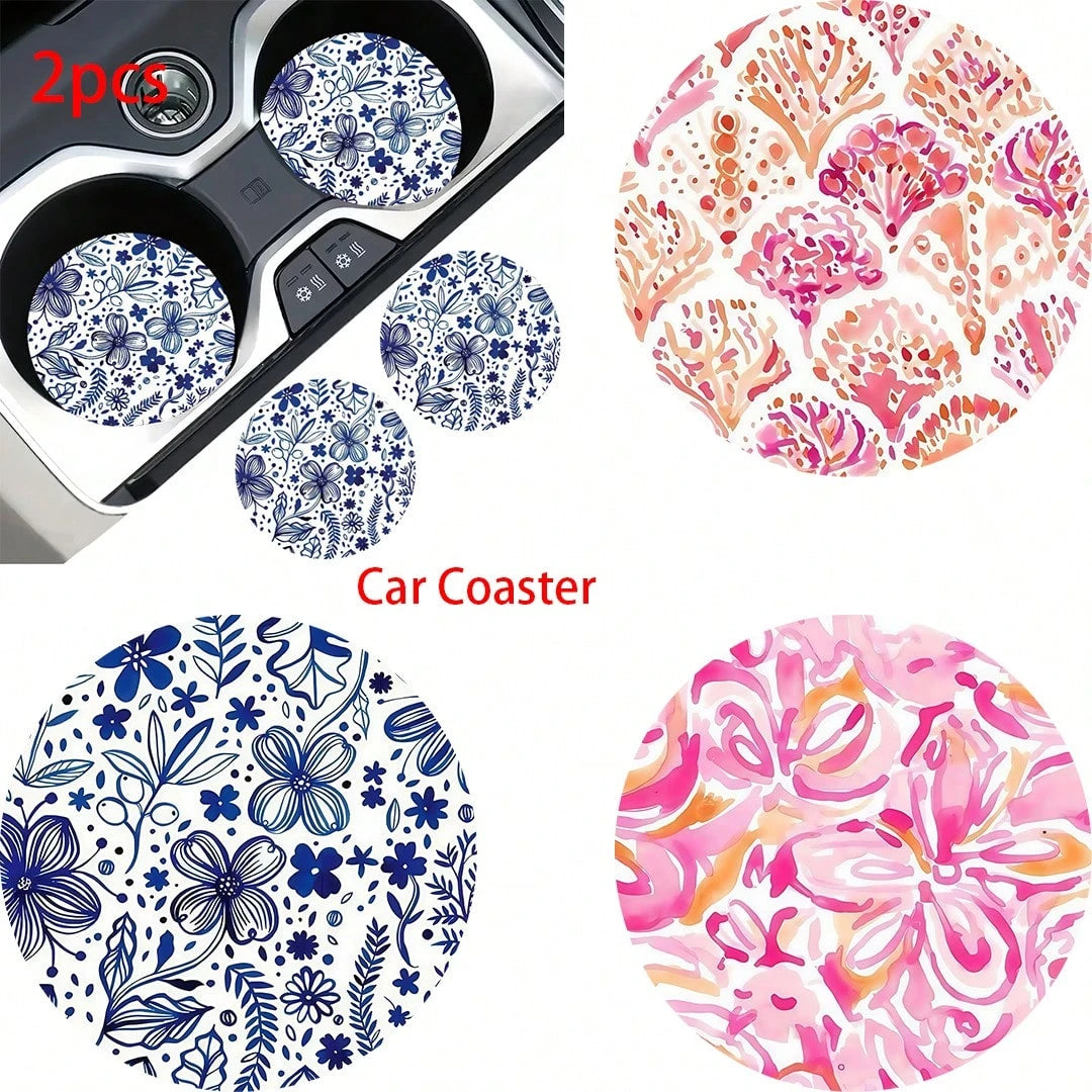 2pcs Car Cup Holder Coasters, Anti-Slip Shockproof Universal Fashion Car Coasters, Insert Interior Accessories, Party Gift