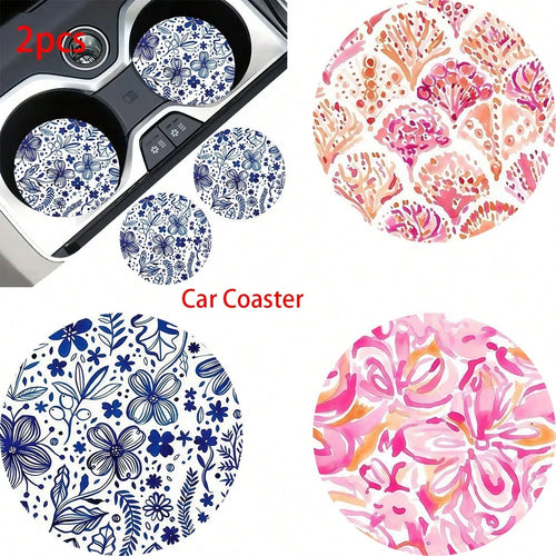 2pcs Car Cup Holder Coasters, Anti-Slip Shockproof Universal Fashion Car Coasters, Insert Interior Accessories, Party Gift