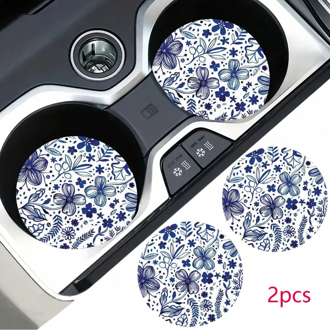 2pcs Car Cup Holder Coasters, Anti-Slip Shockproof Universal Fashion Car Coasters, Insert Interior Accessories, Party Gift