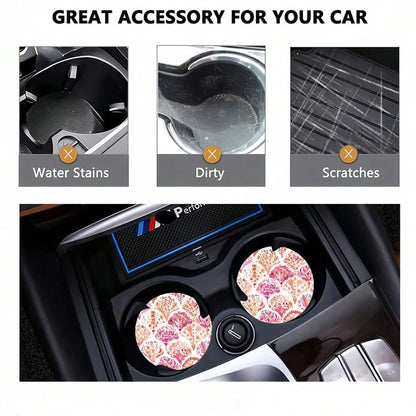 2pcs Car Cup Holder Coasters, Anti-Slip Shockproof Universal Fashion Car Coasters, Insert Interior Accessories, Party Gift