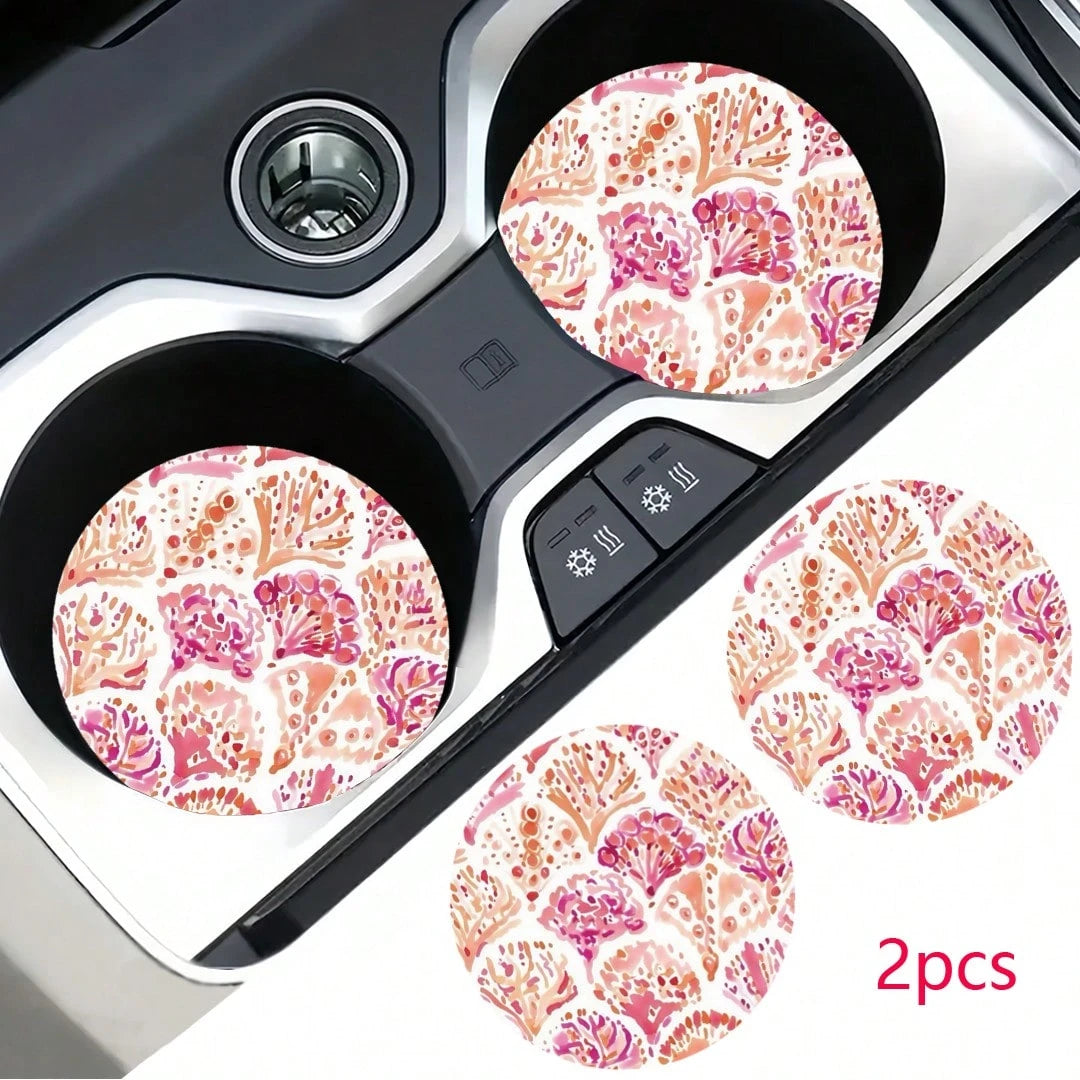 2pcs Car Cup Holder Coasters, Anti-Slip Shockproof Universal Fashion Car Coasters, Insert Interior Accessories, Party Gift
