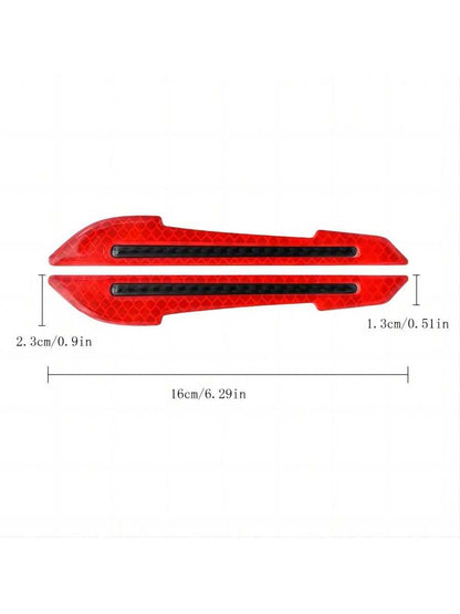 2pcs Car Rearview Mirror Reflective Stickers-, Easy Install, Warning Decals, Vivid Colors (Red, Blue, White, Yellow, Green), Rearview Mirror Anti-Collision Stickers