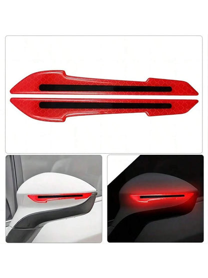 2pcs Car Rearview Mirror Reflective Stickers-, Easy Install, Warning Decals, Vivid Colors (Red, Blue, White, Yellow, Green), Rearview Mirror Anti-Collision Stickers