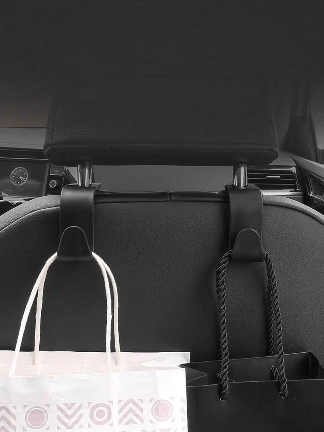 2pcs Car Seat Back Hooks, Vehicle Headrest Hanger Holder Hook For Purse, Grocery Bag