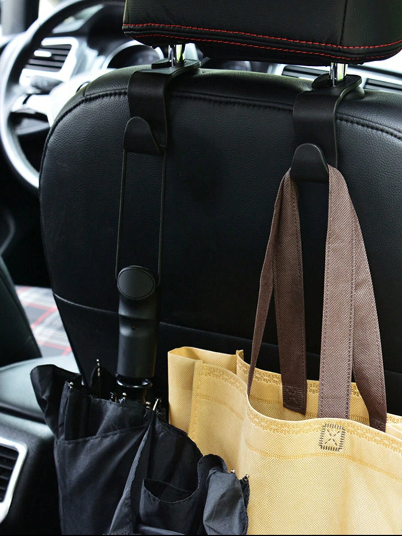 2pcs Car Seat Back Hooks, Vehicle Headrest Hanger Holder Hook For Purse, Grocery Bag