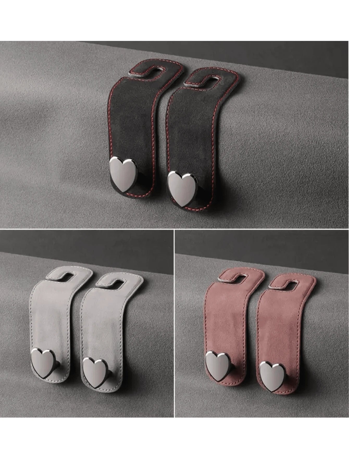 2pcs Car Seat Headrest Hooks, Creative Fashionable Heart-Shaped Premium Hooks, Car Organizer Hanger, Backseat Storage Rack, Car Clip, Interior Accessories, For Handbag, Wallet, Coat, Car Storage Rack