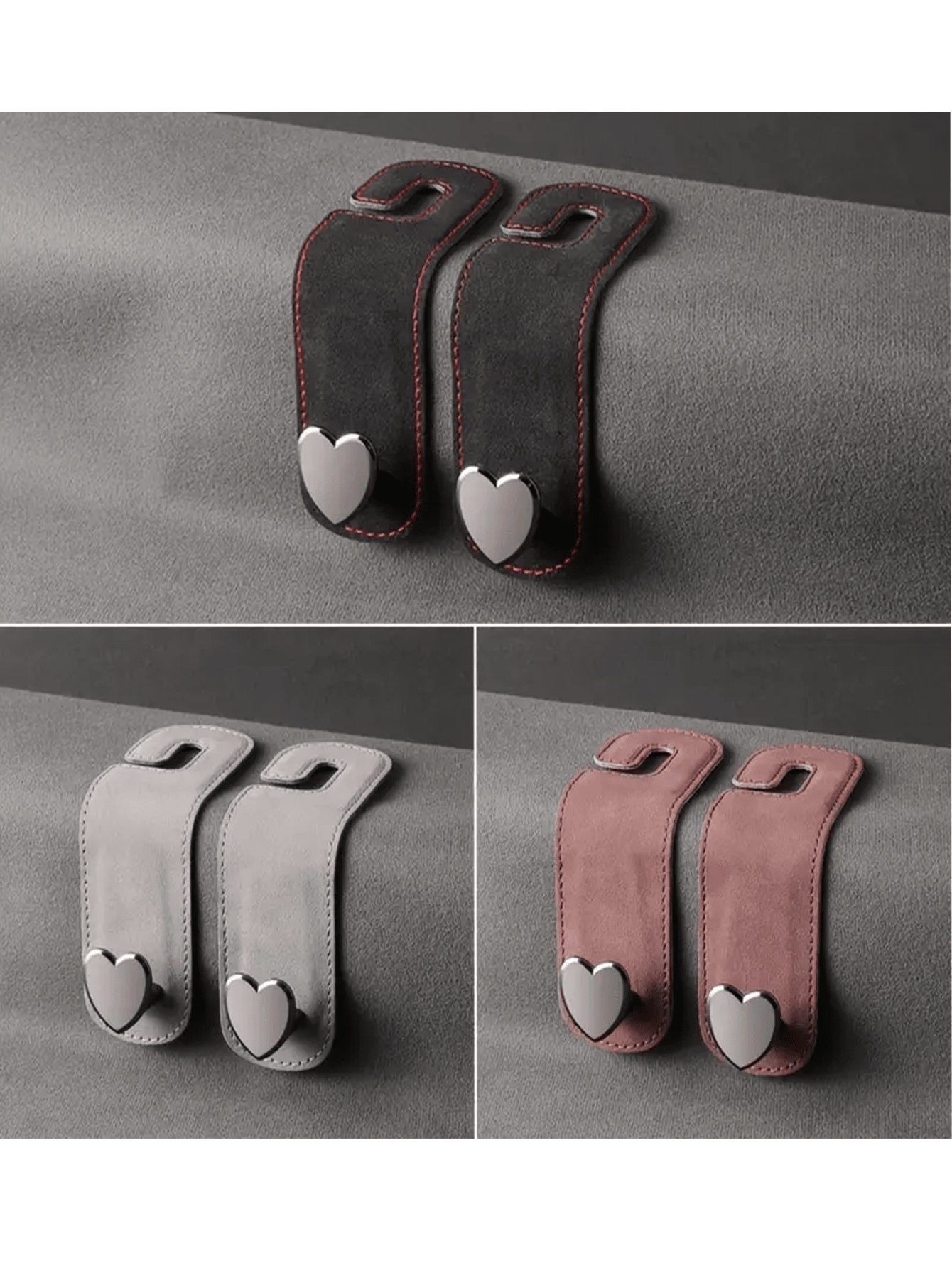 2pcs Car Seat Headrest Hooks, Creative Fashionable Heart-Shaped Premium Hooks, Car Organizer Hanger, Backseat Storage Rack, Car Clip, Interior Accessories, For Handbag, Wallet, Coat, Car Storage Rack