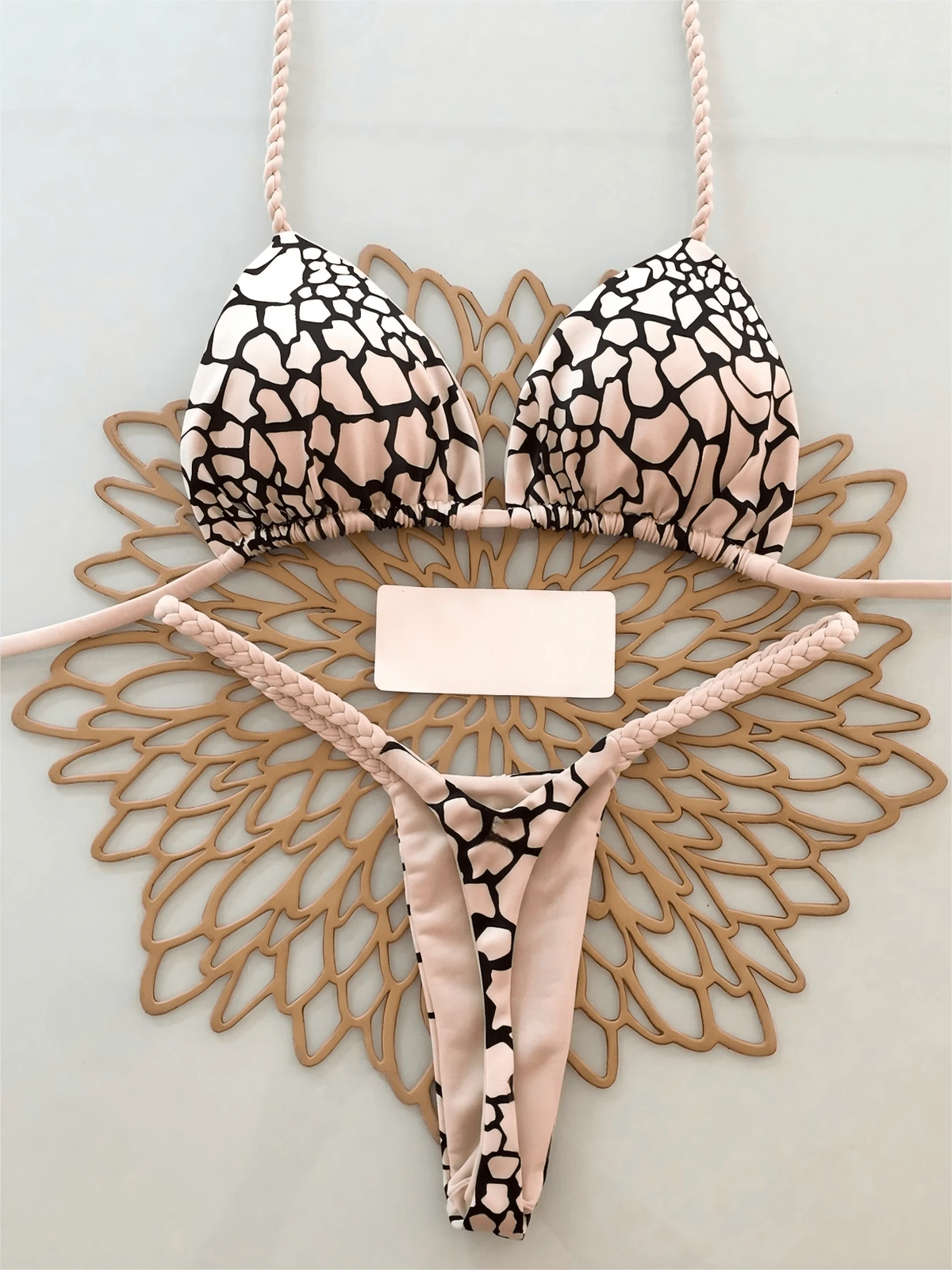 2pcs Casual Elegant Sexy Bohemian Floral Print Tie Knot Woven Bikini Swimwear, Suitable For Beach Vacation In Spring/Summer