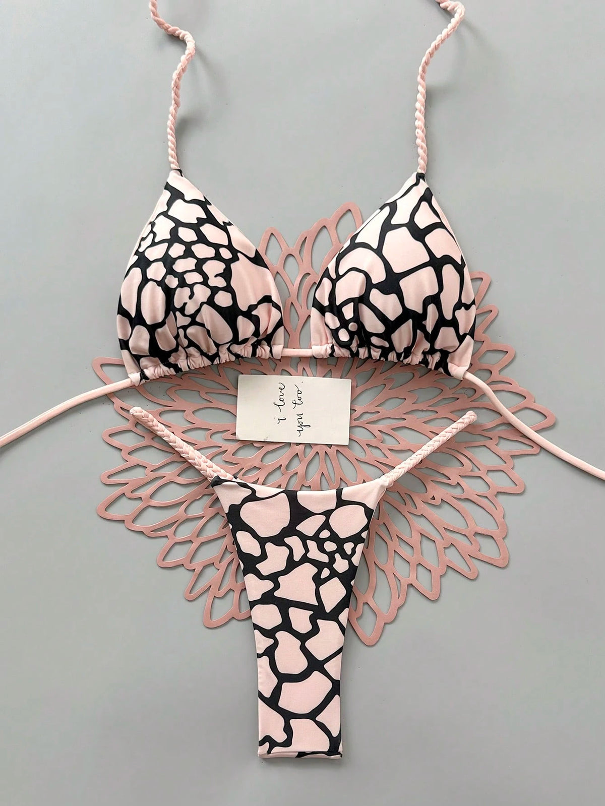 2pcs Casual Elegant Sexy Bohemian Floral Print Tie Knot Woven Bikini Swimwear, Suitable For Beach Vacation In Spring/Summer