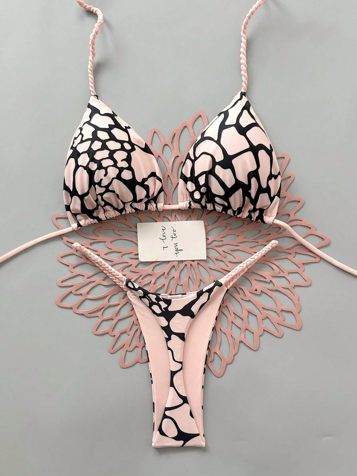 2pcs Casual Elegant Sexy Bohemian Floral Print Tie Knot Woven Bikini Swimwear, Suitable For Beach Vacation In Spring/Summer