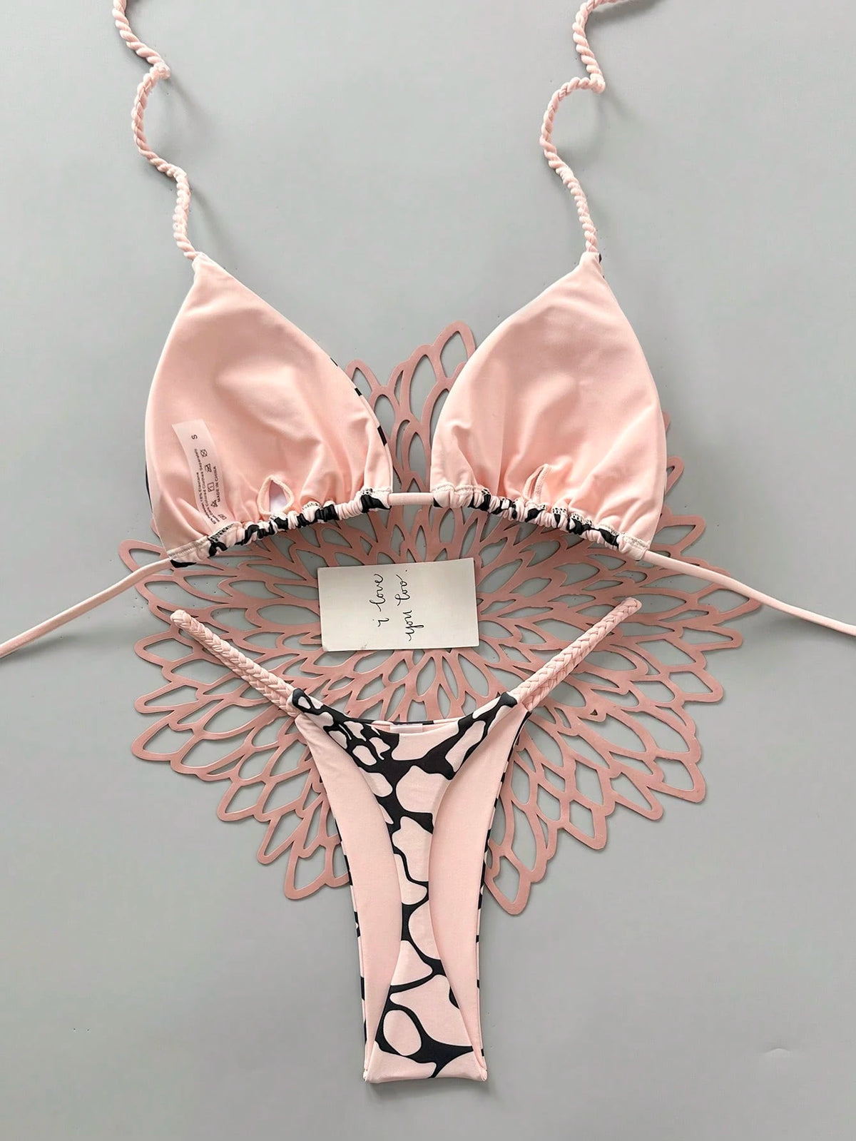2pcs Casual Elegant Sexy Bohemian Floral Print Tie Knot Woven Bikini Swimwear, Suitable For Beach Vacation In Spring/Summer
