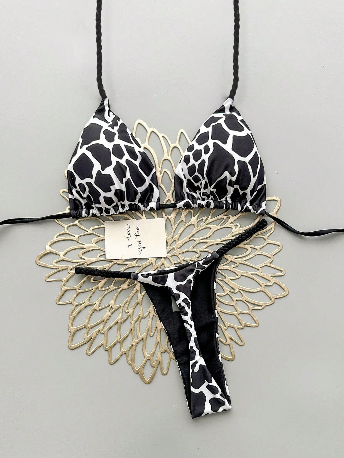 2pcs Casual Elegant Sexy Bohemian Floral Print Tie Knot Woven Bikini Swimwear, Suitable For Beach Vacation In Spring/Summer