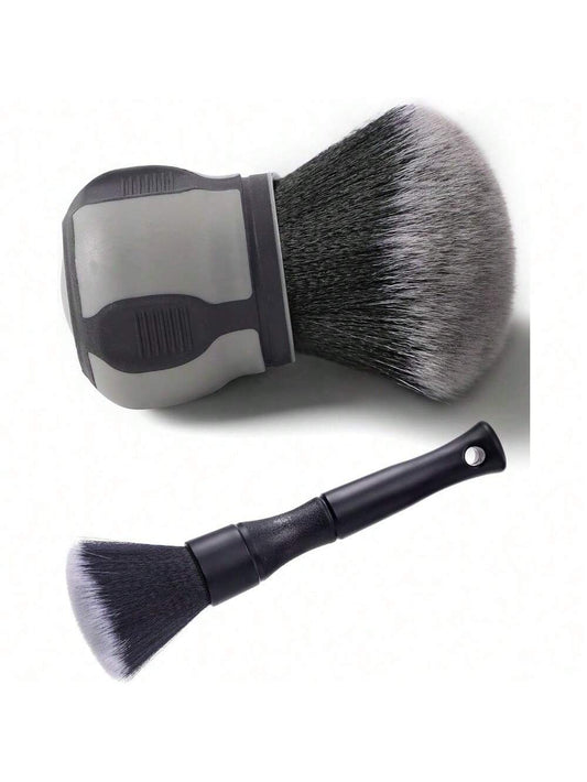2pcs Curveball Detail Brush Car Ultra Soft Bristles Detailing Brushes Professional Auto Cleaning Brush Covers Large Area Inside Or Outside Vehicles Exterior Interior Brush- Gray