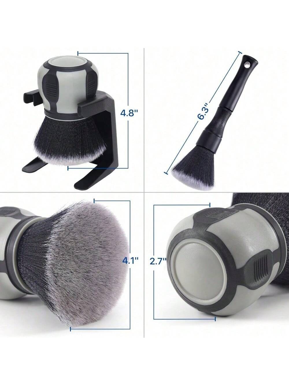 2pcs Curveball Detail Brush Car Ultra Soft Bristles Detailing Brushes Professional Auto Cleaning Brush Covers Large Area Inside Or Outside Vehicles Exterior Interior Brush- Gray