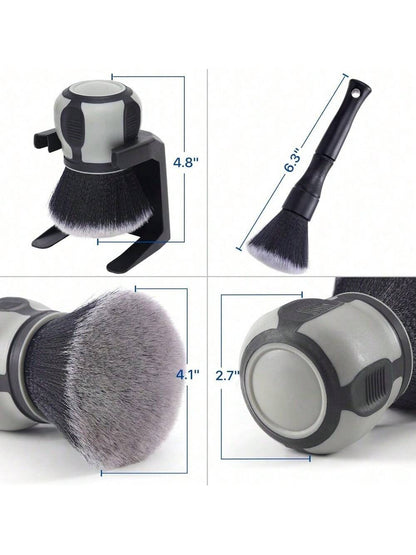 2pcs Curveball Detail Brush Car Ultra Soft Bristles Detailing Brushes Professional Auto Cleaning Brush Covers Large Area Inside Or Outside Vehicles Exterior Interior Brush- Gray