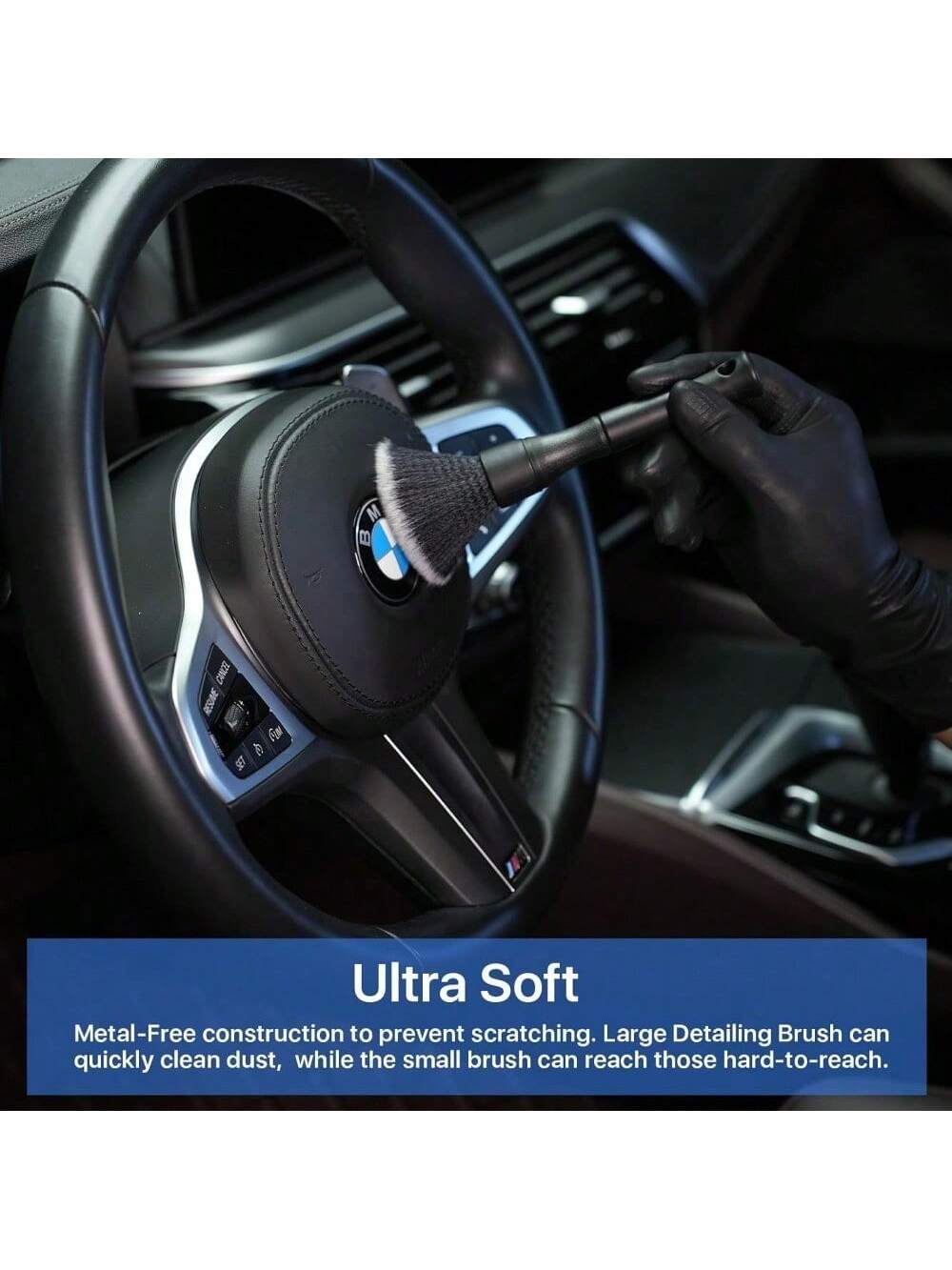 2pcs Curveball Detail Brush Car Ultra Soft Bristles Detailing Brushes Professional Auto Cleaning Brush Covers Large Area Inside Or Outside Vehicles Exterior Interior Brush- Gray