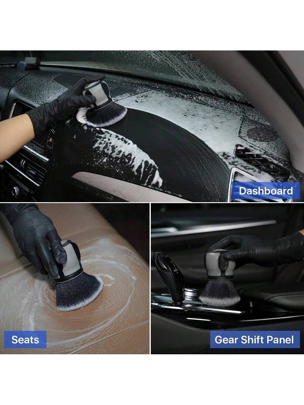2pcs Curveball Detail Brush Car Ultra Soft Bristles Detailing Brushes Professional Auto Cleaning Brush Covers Large Area Inside Or Outside Vehicles Exterior Interior Brush- Gray