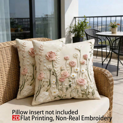 2pcs Floral Pink Rose & Daisy Pattern Flat Printed Pillow Covers, Soft & Comfortable Polyester, 45x45cm (17.72x17.72inch), Zipper Closure, Machine Washable, Suitable For Home Decor, Living Room, Bedro
