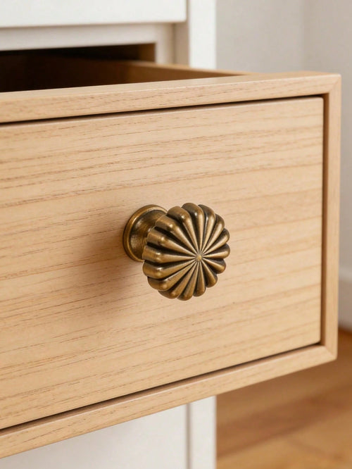 2pcs French Style Brass Cabinet Door Handles, Wardrobe Door Drawer Vintage New Chinese Style