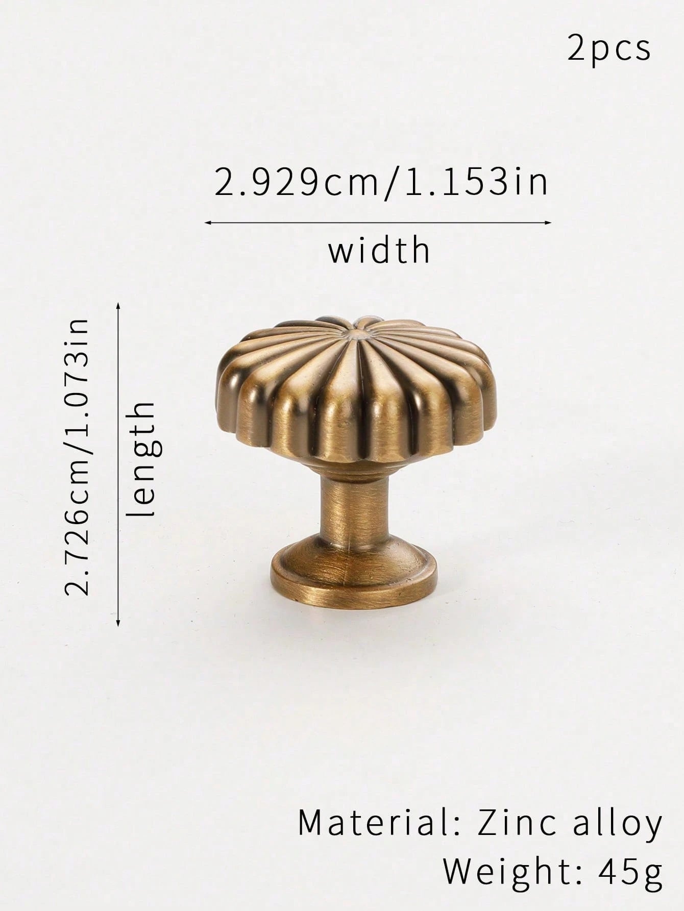 2pcs French Style Brass Cabinet Door Handles, Wardrobe Door Drawer Vintage New Chinese Style
