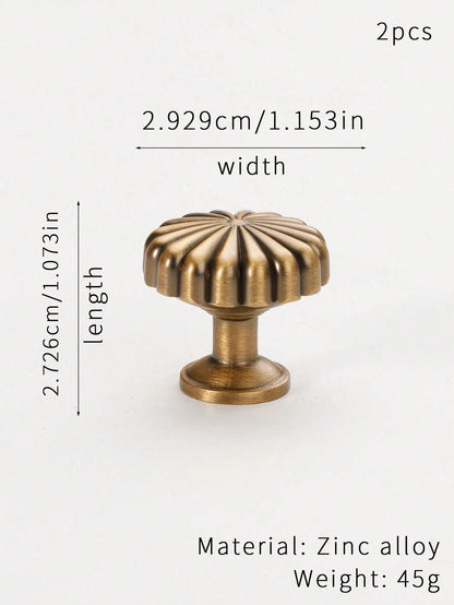 2pcs French Style Brass Cabinet Door Handles, Wardrobe Door Drawer Vintage New Chinese Style