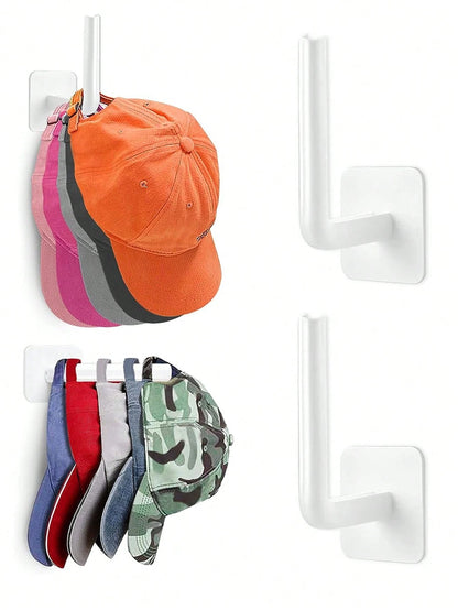 2pcs Hat Rack For Wall Hat Organizer Hat Racks For Baseball Caps, Adhesive Hat Hooks For Wall, No Drilling Hat Hangers For Closet Cowboy Hat Holder Display, Sticky Hat Storage For Baseball Caps Hanger