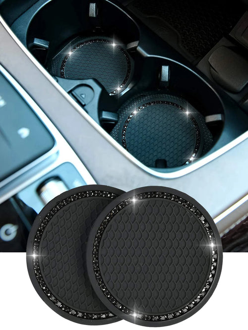 2pcs Honeycomb Embossed Rhinestone Decor Car Coaster